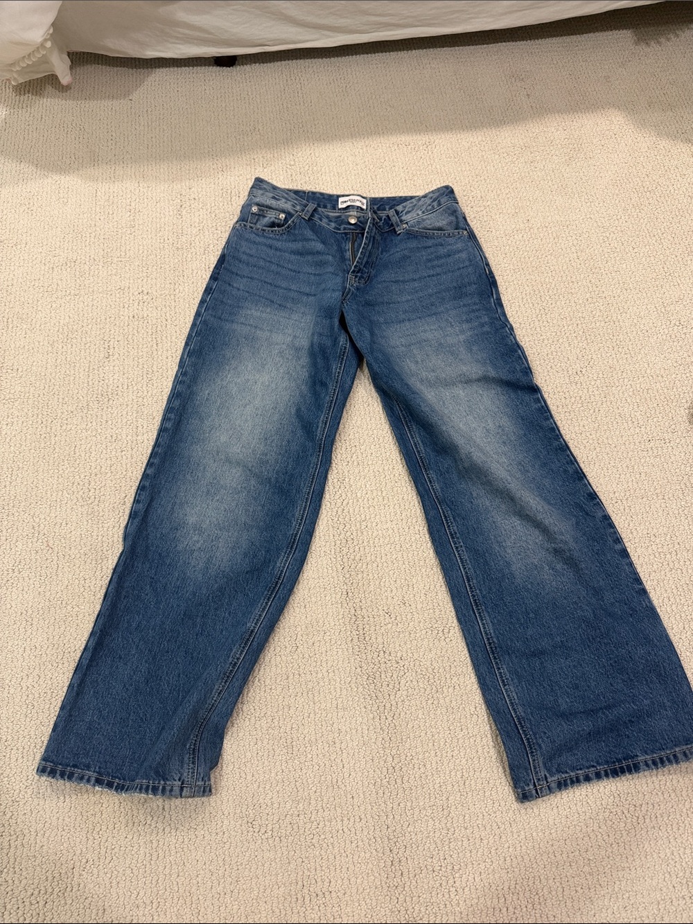 Princess Polly Distressed Blue Wide-Leg Jeans